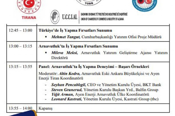 Trkiye-Arnavutluk Ticaret ve Sanayi Odas Forumu I. Ekonomi Konferans Gerekleti