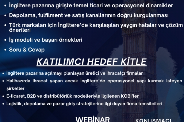 İngiltere Pazarında Ticaret ,Depolama ve Satış Modelleri Webinarı